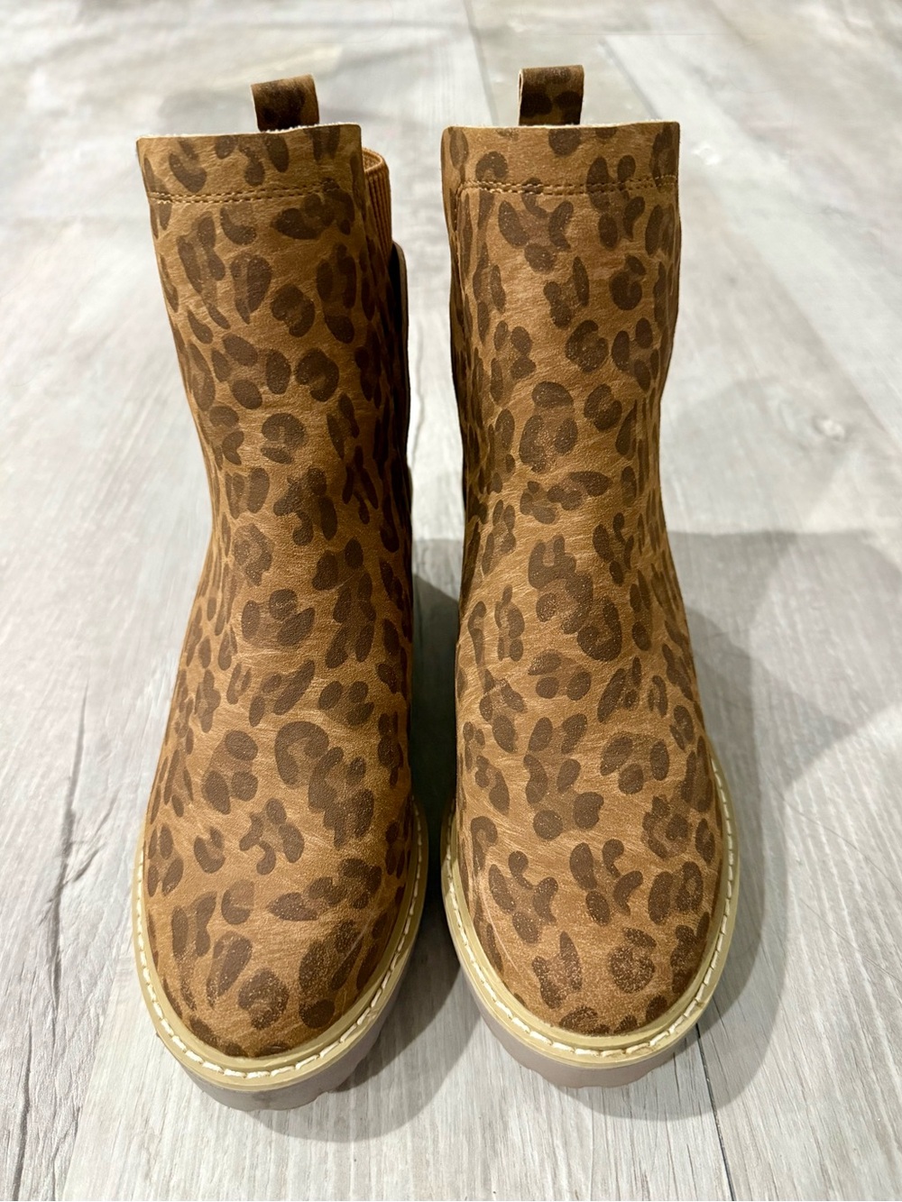 Women’s Corky’s Hey Girl Leopard Print Chelsea Wedge Boots - Brown - Picture 3 of 6